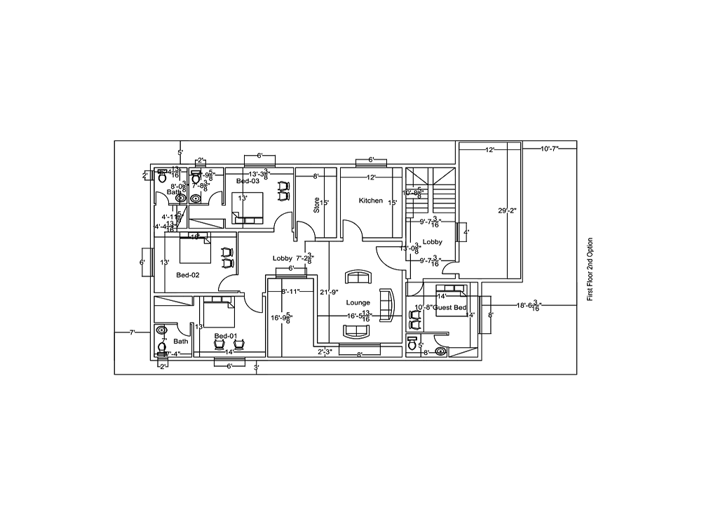 AutoCAD 2D Floor Plan Designs